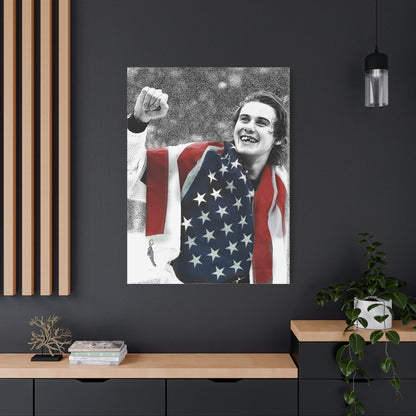 American Hockey Hero - Jack Hughes Portrait Canvas