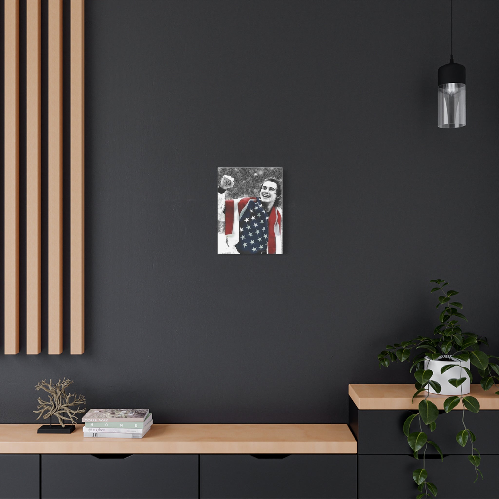 American Hockey Hero - Jack Hughes Portrait Canvas