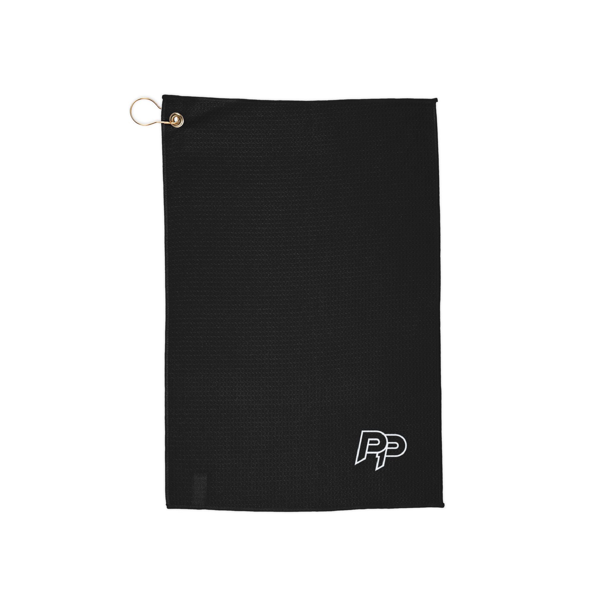 PP1 Golf Towel - Microfiber Club Towels with Grommet & Clip (Black/White)