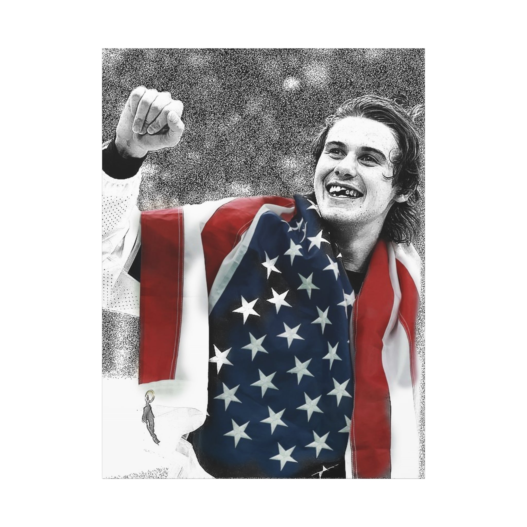 American Hockey Hero - Jack Hughes Portrait Canvas
