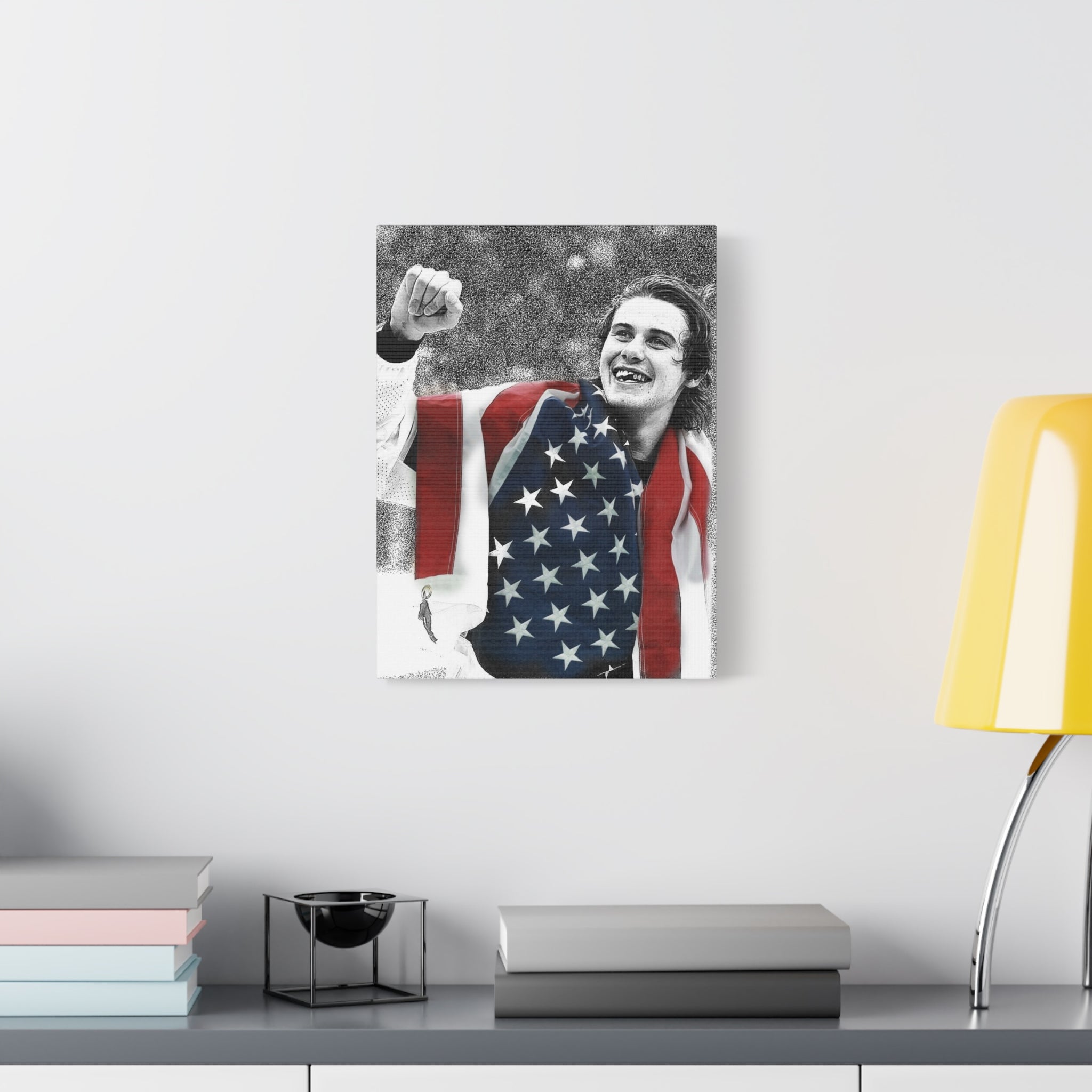 American Hockey Hero - Jack Hughes Portrait Canvas