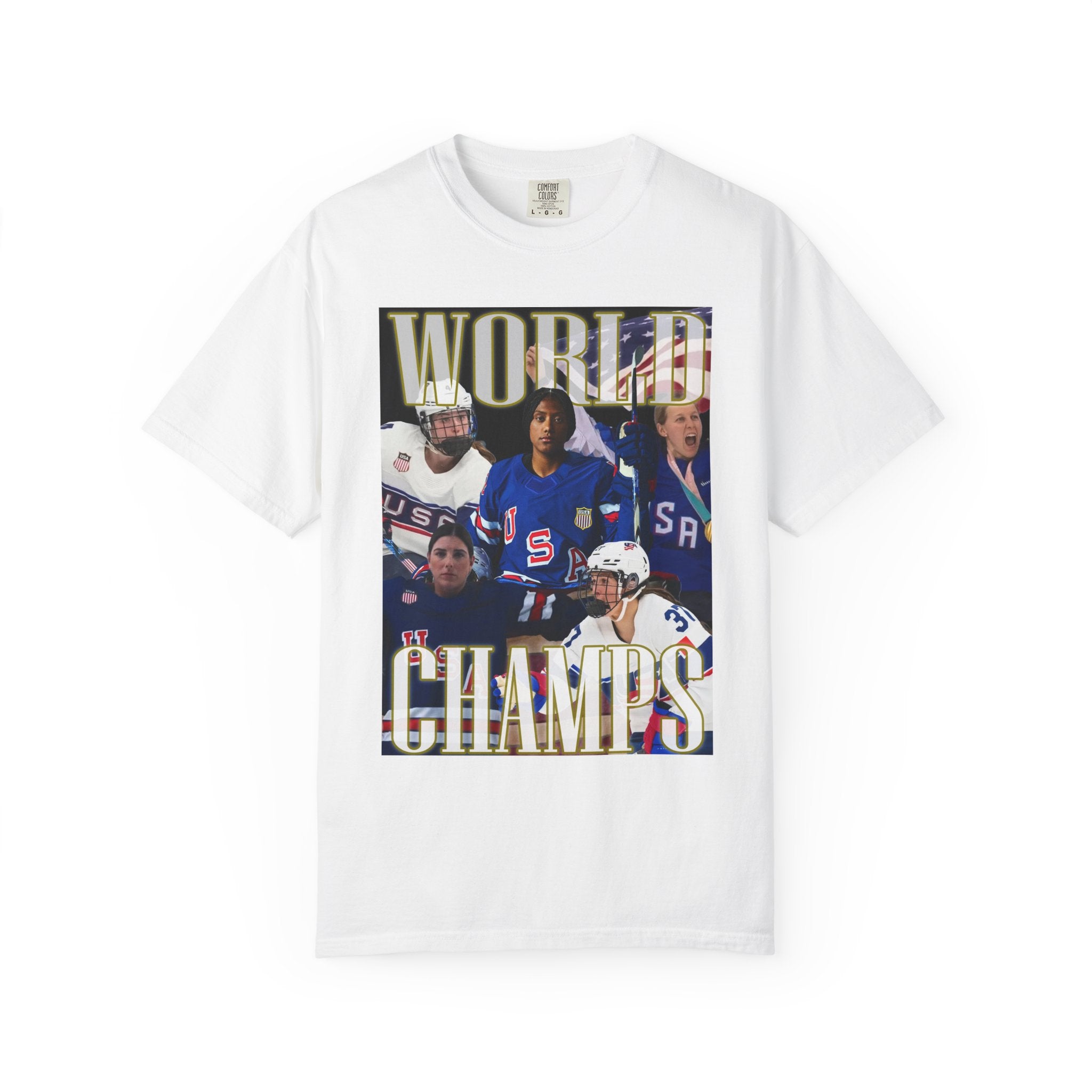 WORLD CHAMPS 2026 — Women's US Hockey Vintage Comfort Colors T-Shirt