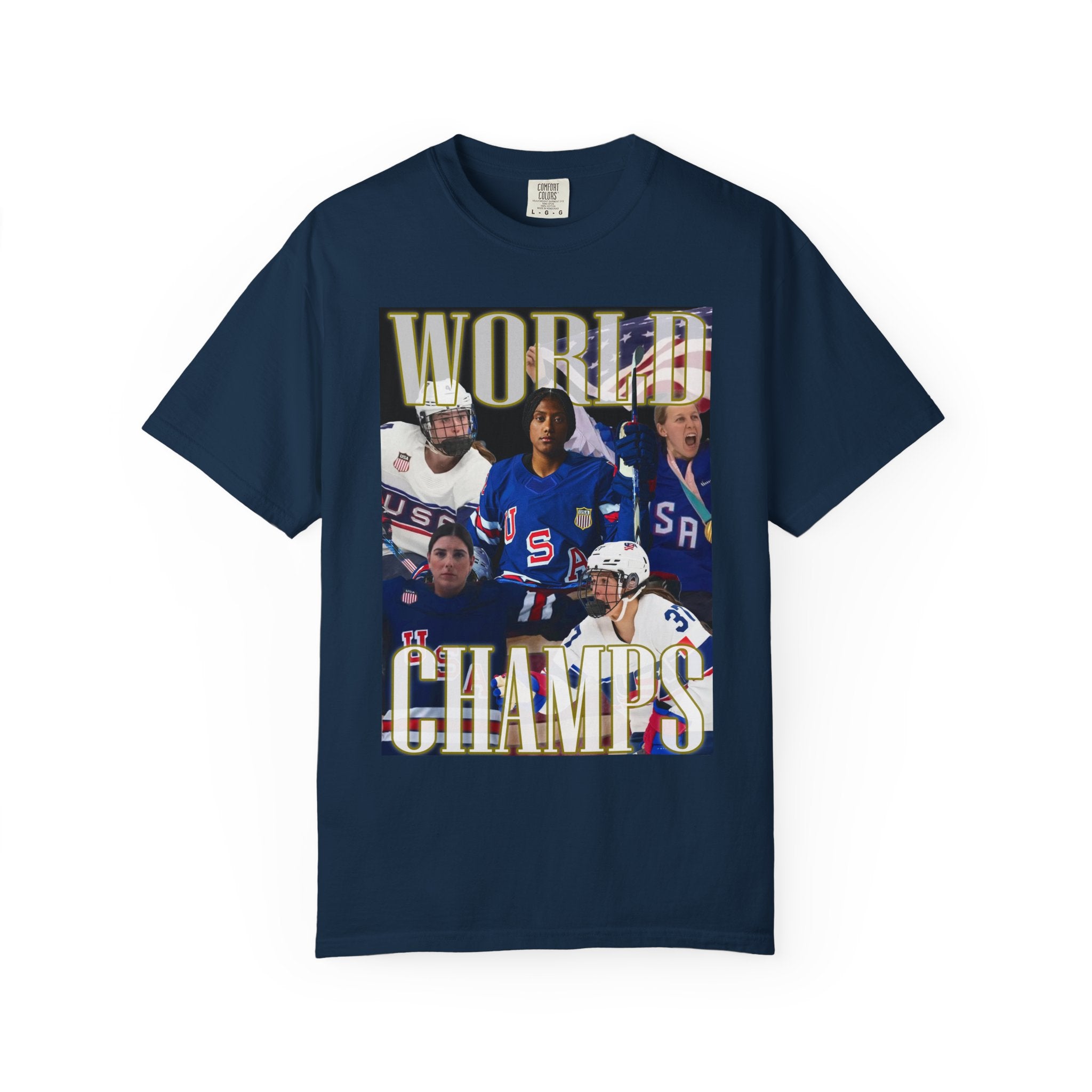 WORLD CHAMPS 2026 — Women's US Hockey Vintage Comfort Colors T-Shirt