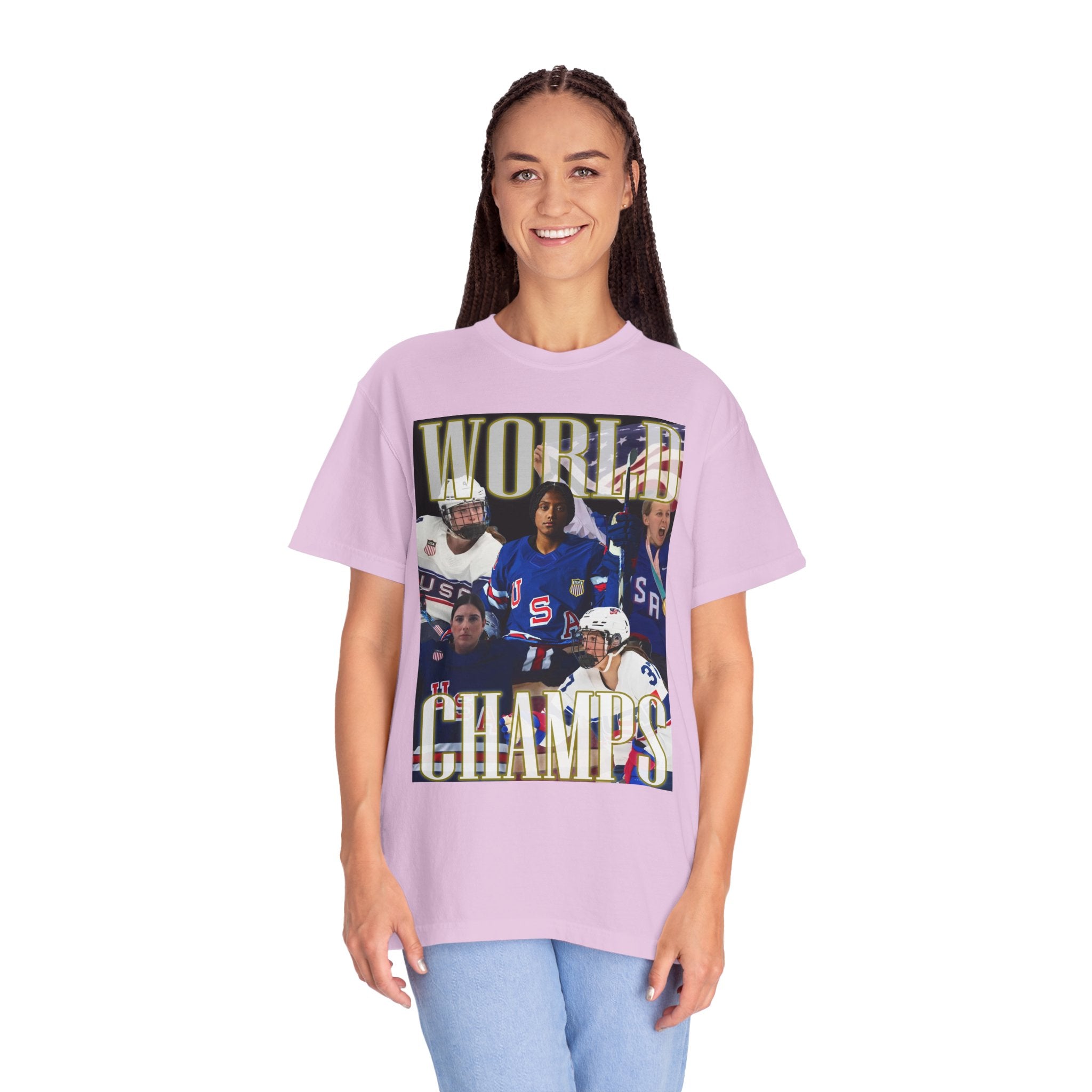WORLD CHAMPS 2026 — Women's US Hockey Vintage Comfort Colors T-Shirt