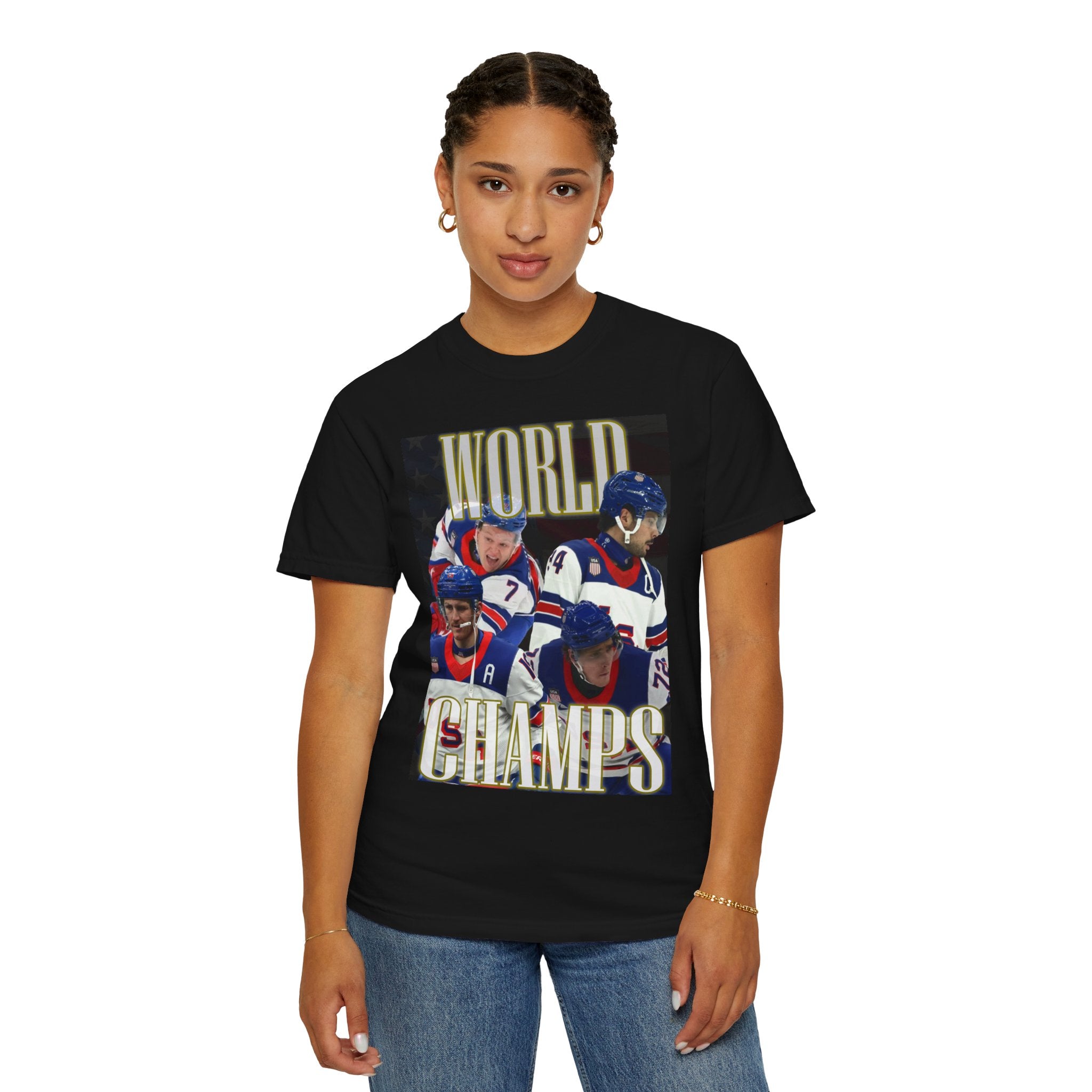 WORLD CHAMPS 2026 — Men's US Hockey Vintage Comfort Colors T-shirt