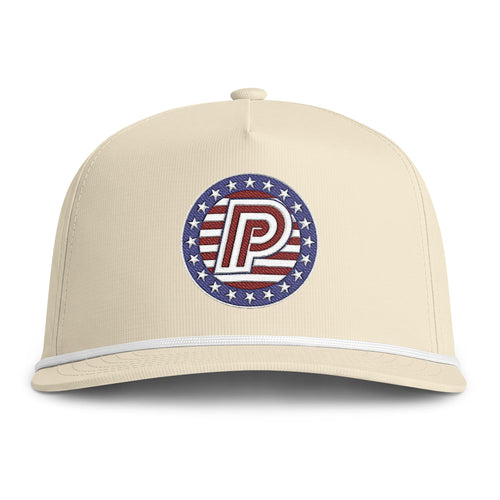 Patriotic Puck Rope Cap — American Flag Embroidered Patch Hat