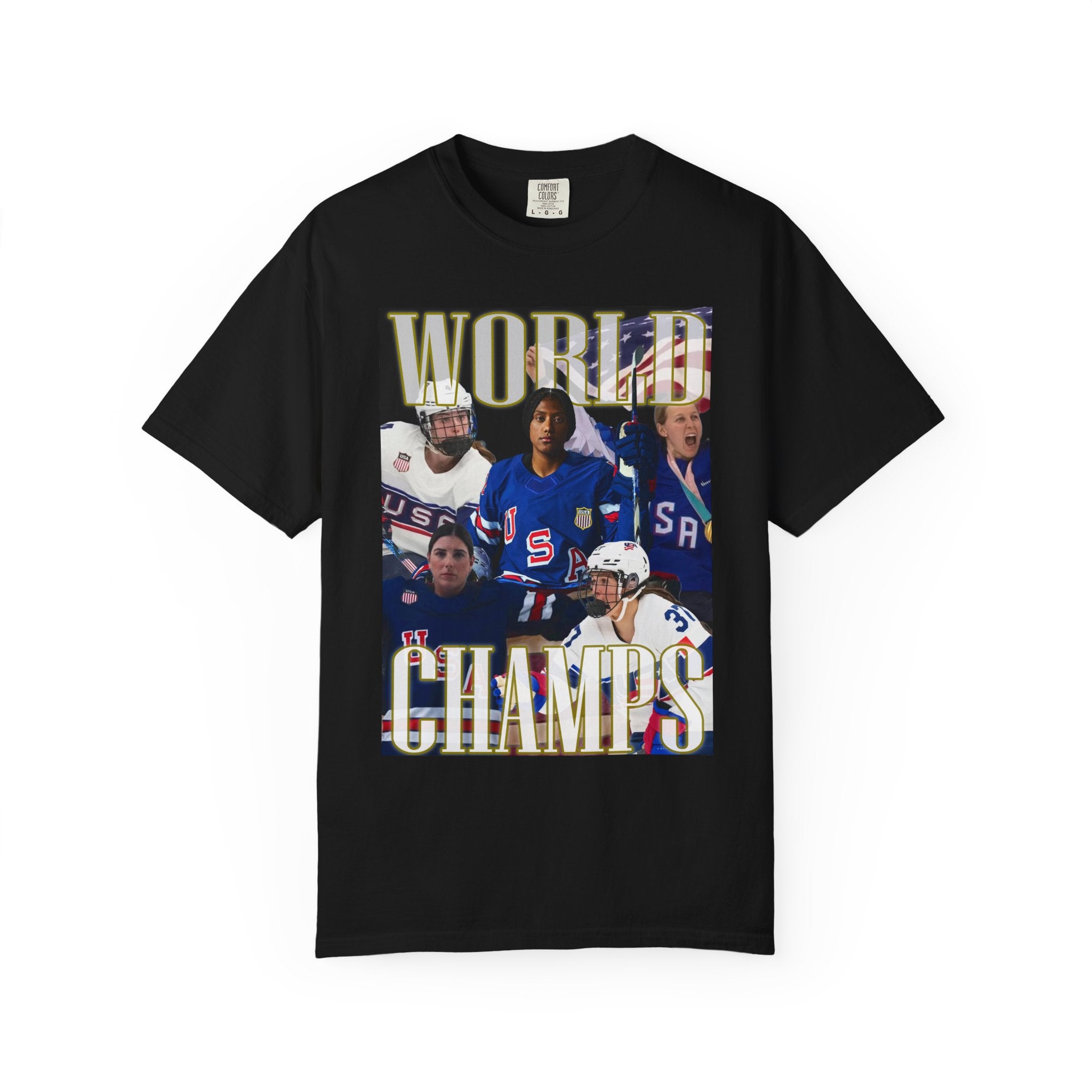 WORLD CHAMPS 2026 — Women's US Hockey Vintage Comfort Colors T-Shirt