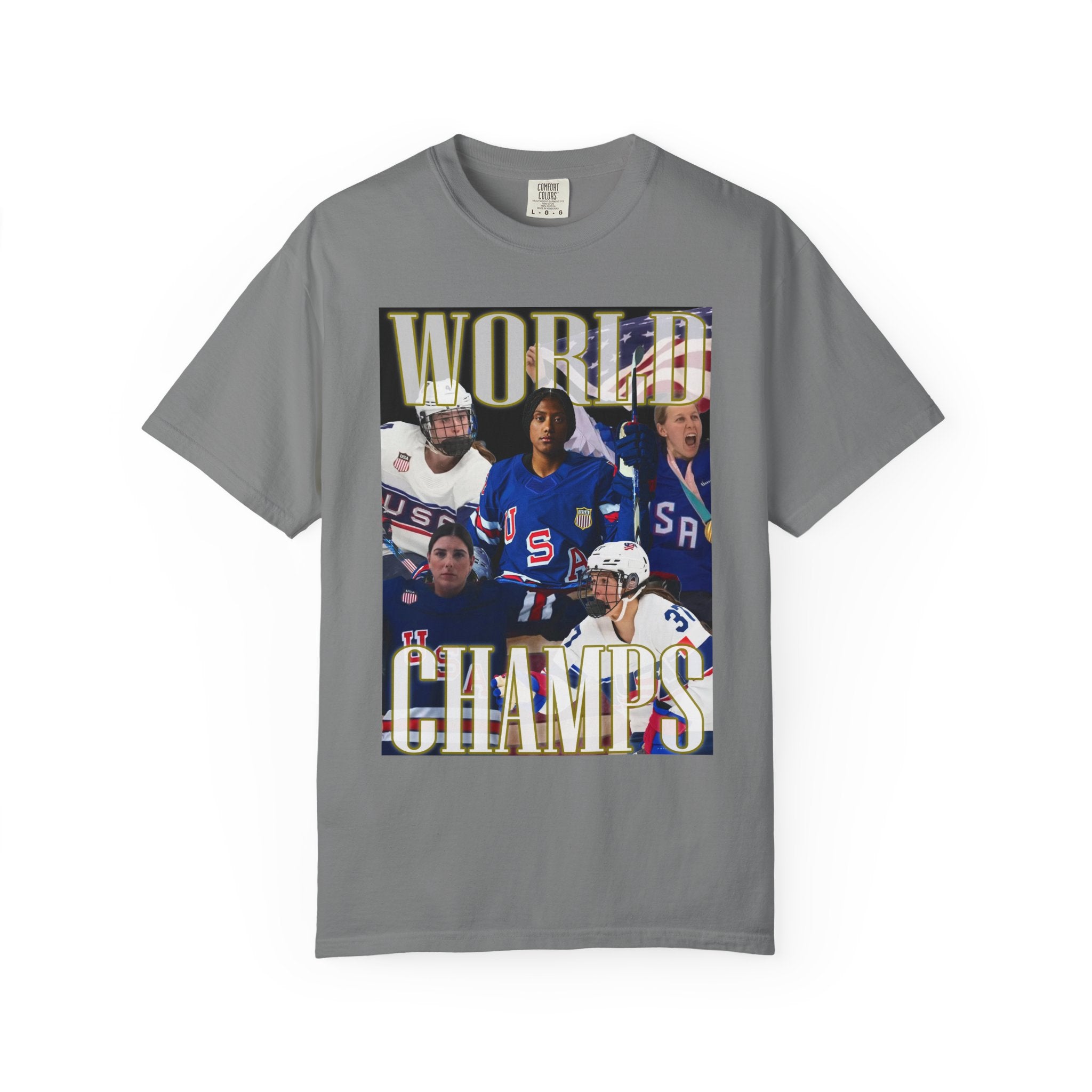 WORLD CHAMPS 2026 — Women's US Hockey Vintage Comfort Colors T-Shirt