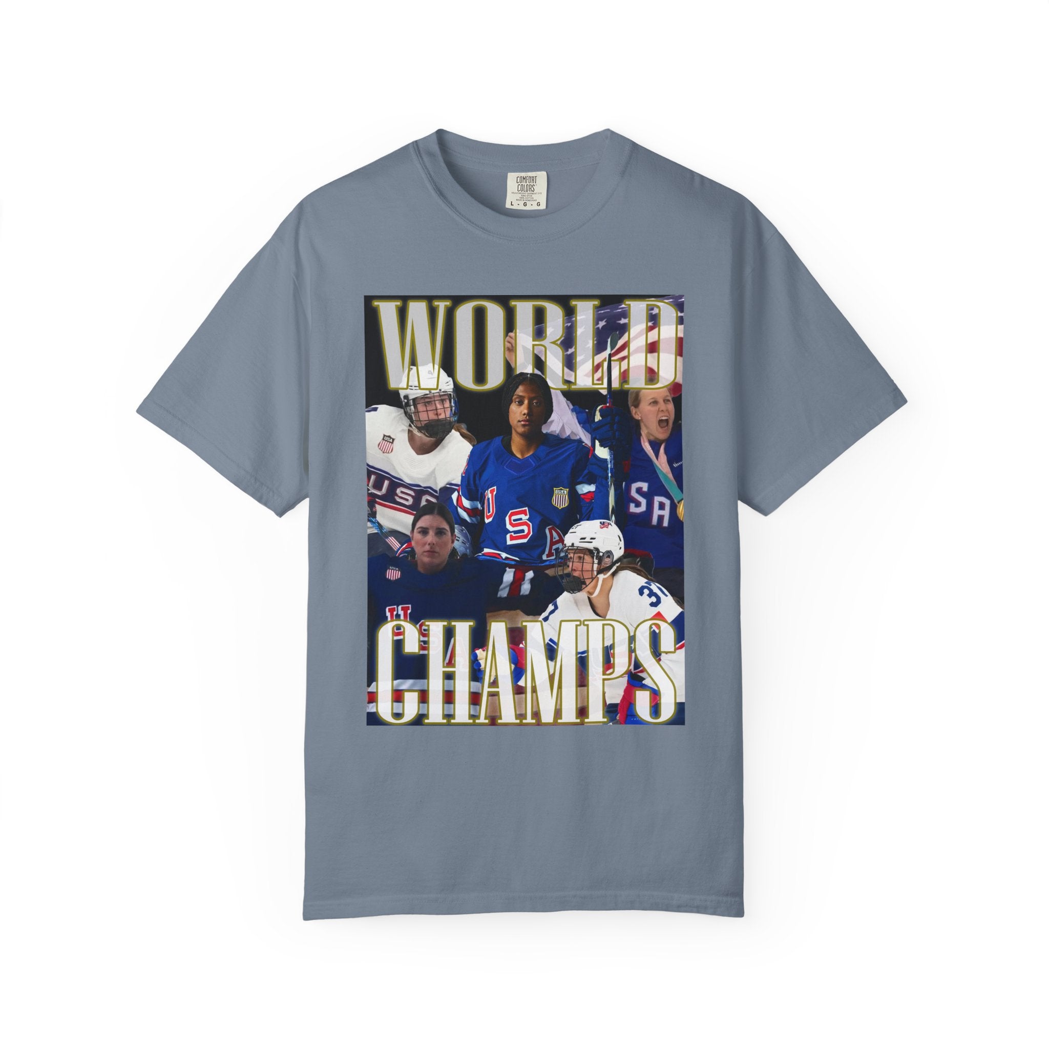 WORLD CHAMPS 2026 — Women's US Hockey Vintage Comfort Colors T-Shirt