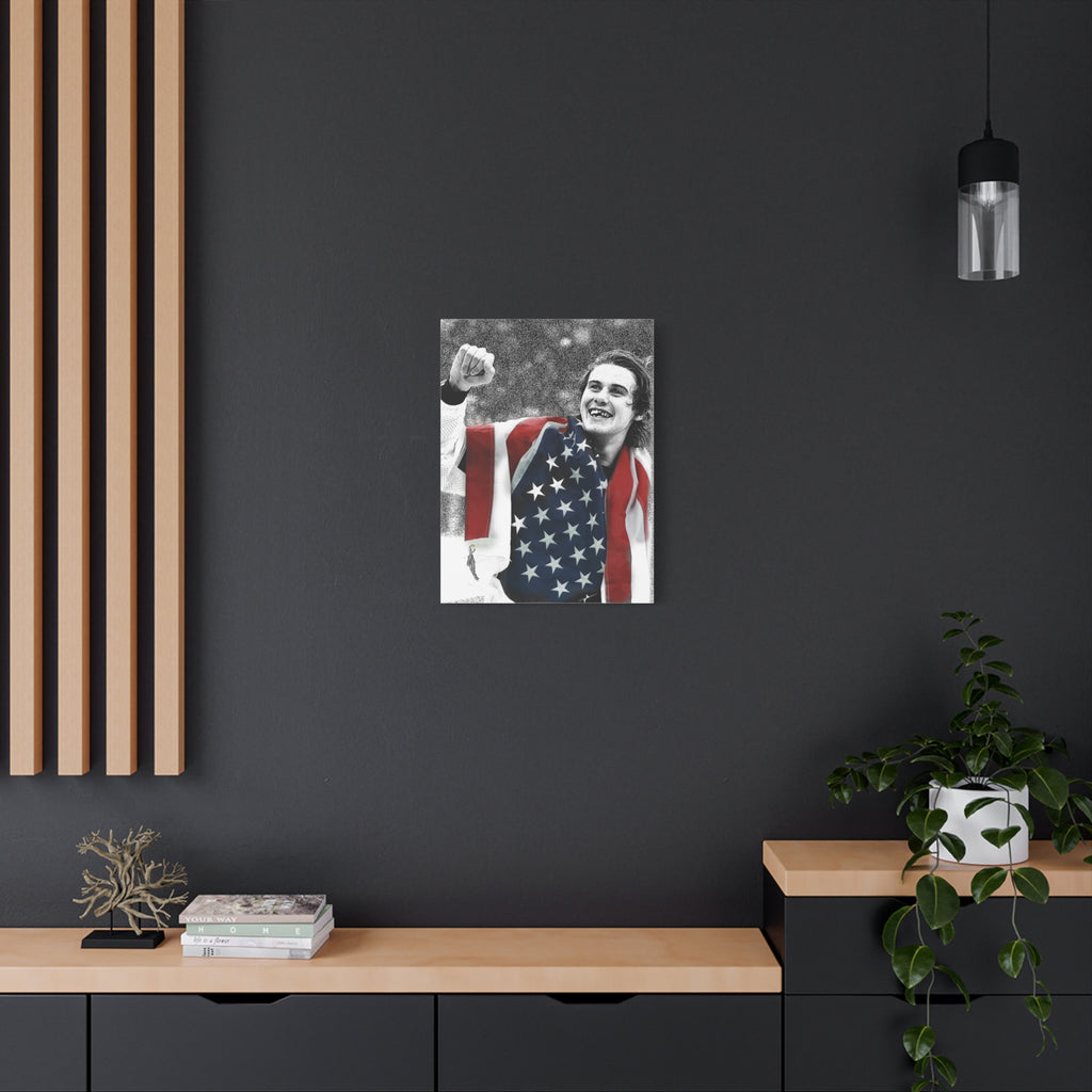 American Hockey Hero - Jack Hughes Portrait Canvas