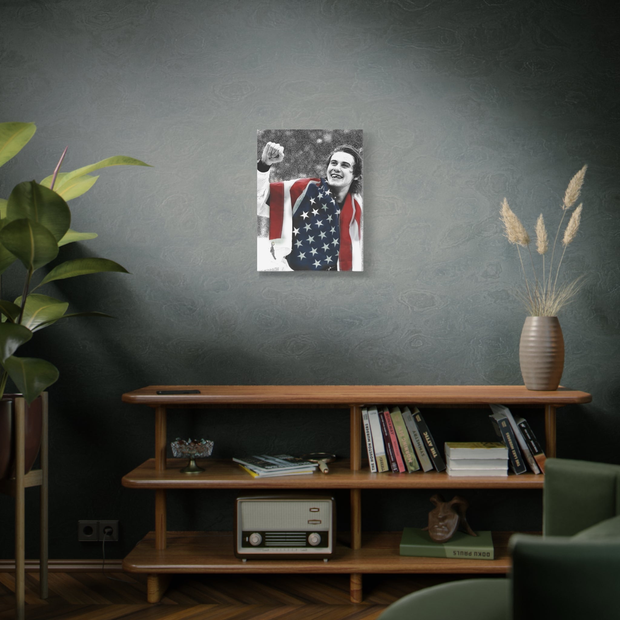 American Hockey Hero - Jack Hughes Portrait Canvas