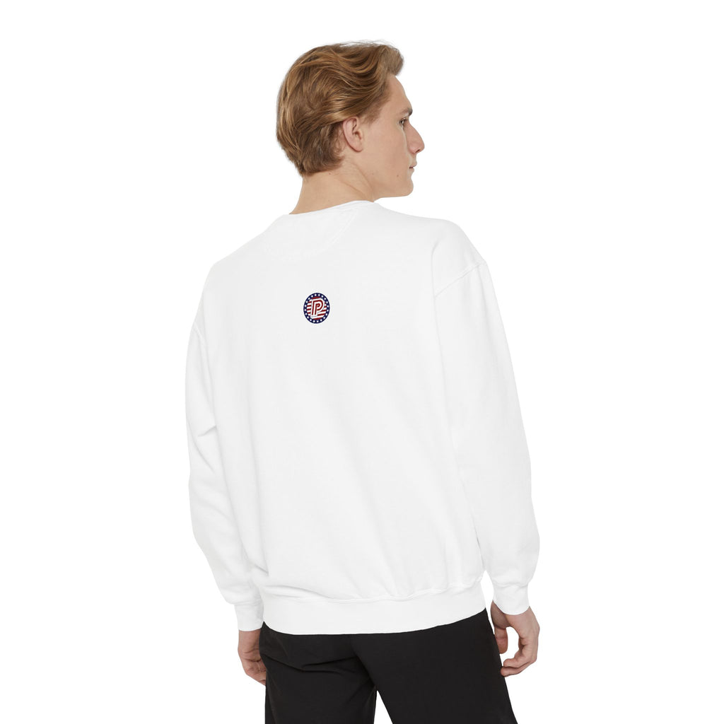 American Flag Sweatshirt — Retro Distressed USA Crewneck for USA 250
