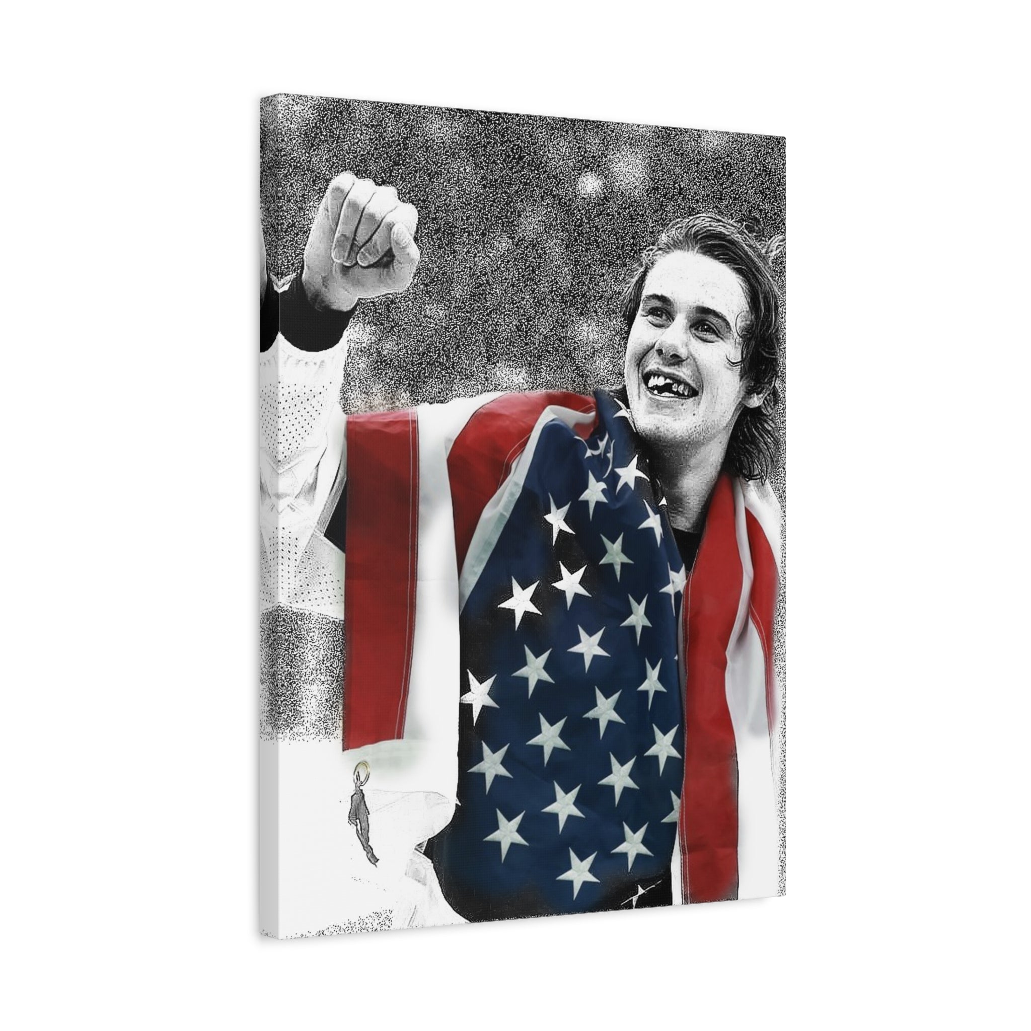 American Hockey Hero - Jack Hughes Portrait Canvas