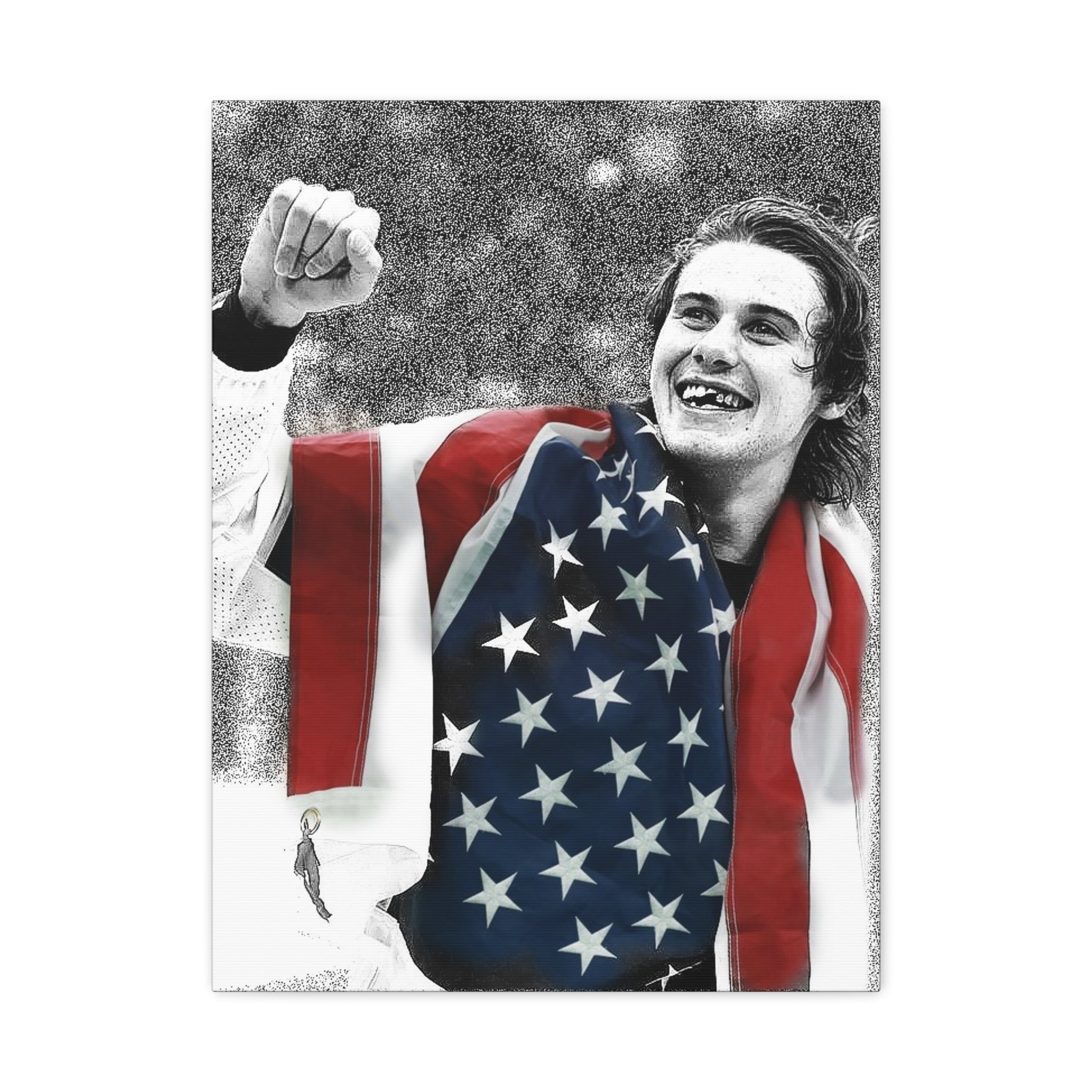 American Hockey Hero - Jack Hughes Portrait Canvas
