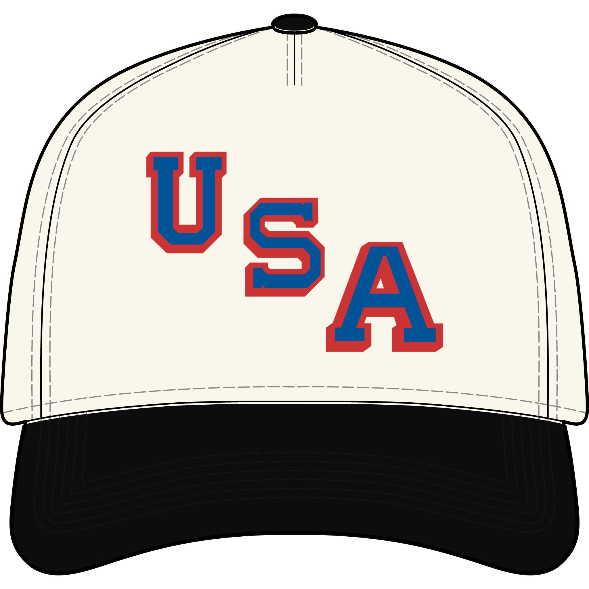 USA Two-Tone Baseball Cap — Vintage Red & Blue Lettering