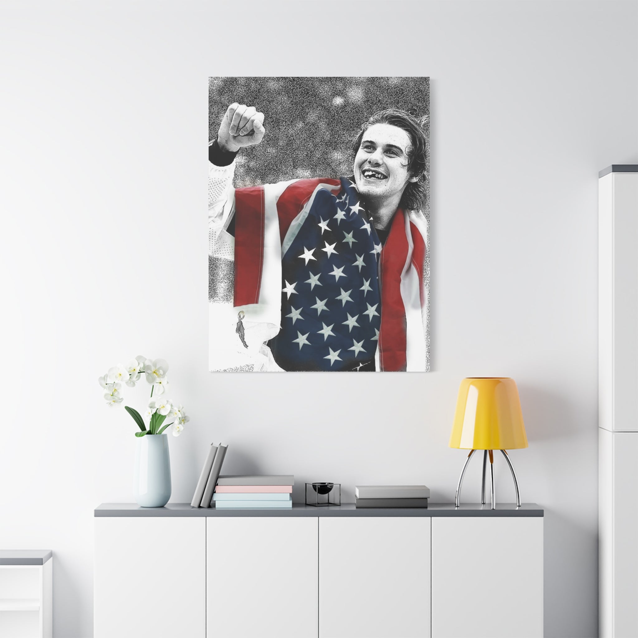 American Hockey Hero - Jack Hughes Portrait Canvas