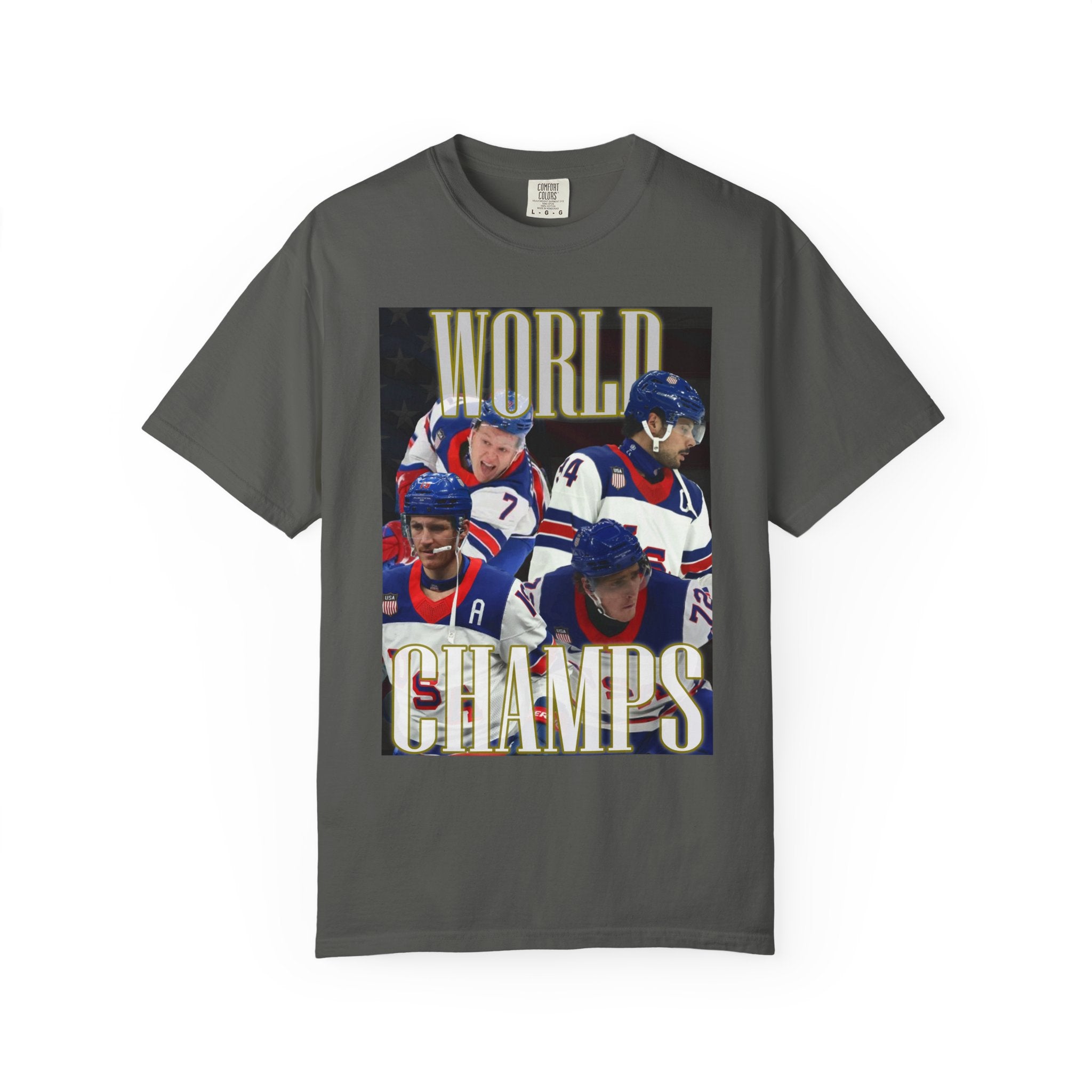 WORLD CHAMPS 2026 — Men's US Hockey Vintage Comfort Colors T-shirt